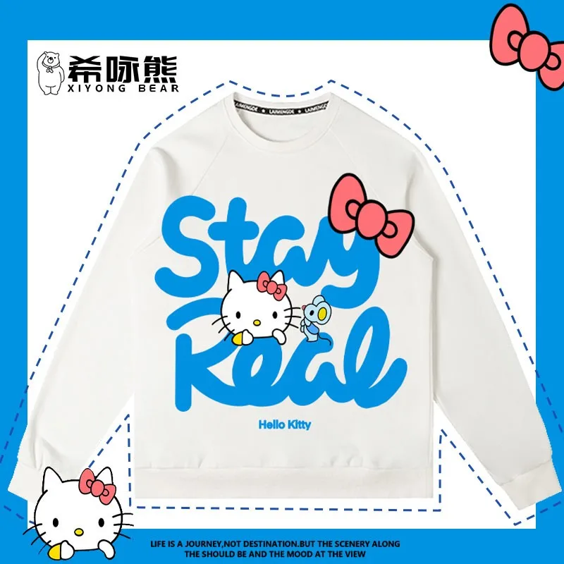 

Hellokitty Kitty Co-branded Clothes Women's Autumn Two Yuan Coat Loose Fashion Brand Trend Crew-neck Hoodie