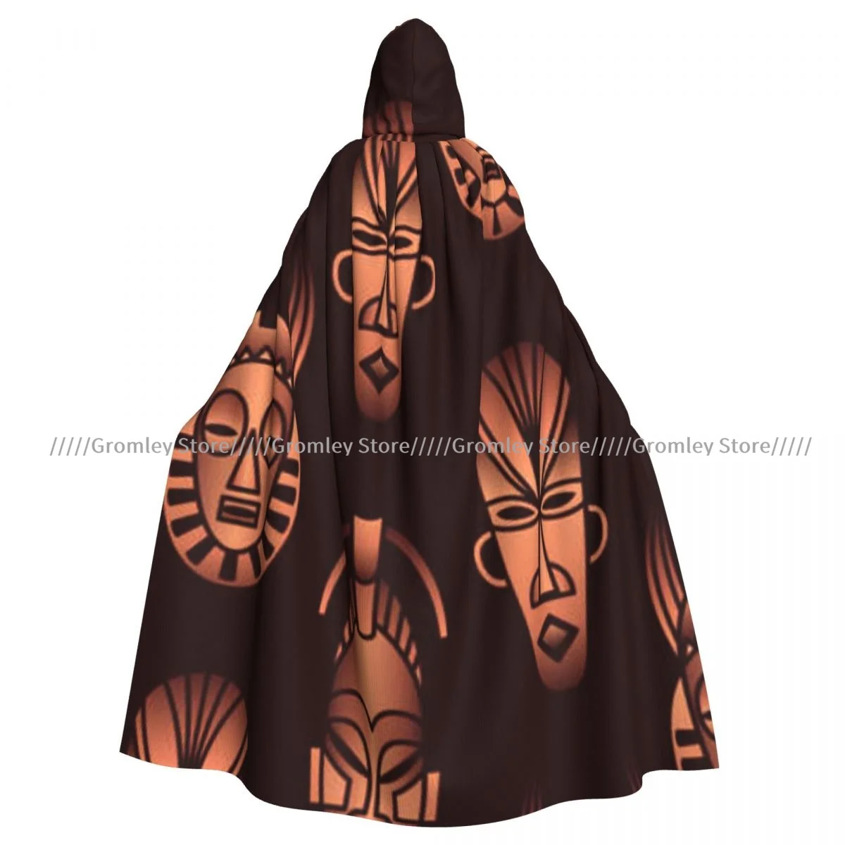 Ethnic African Masks Witch Cloak Hooded Cosplay Costume Halloween Adult Long Party Cape