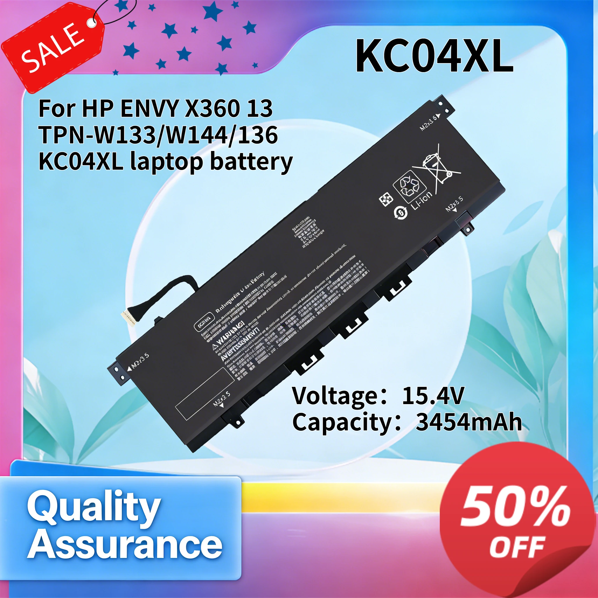 

KC04XL 3454mAh 15.4V High Quality Laptop Battery Compatible with HP ENVY X360 13 TPN-W133 TPN-W144 TPN-136