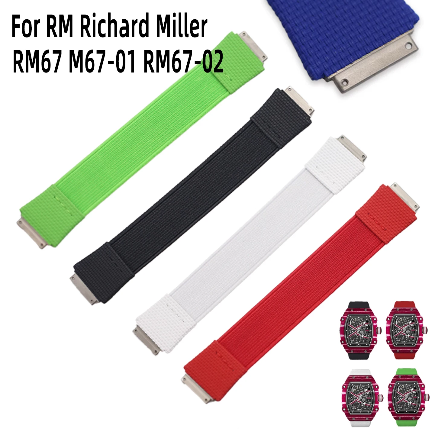 For Richard Mille RM055 RM35-02 RM030 RM67-02   Men's Elastic Loop Strap Stretch Sports Band Wraparound Elastic Strap Replacemen