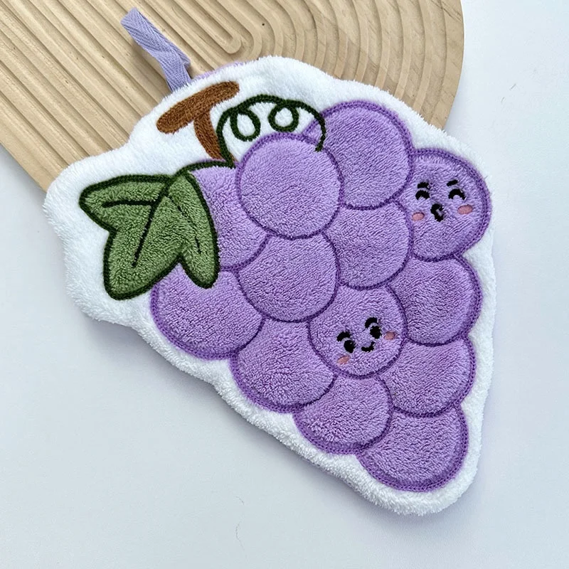 Lindo Toalla de Cocina Colgante con Diseño de Frutas, Absorbente, de Felpa de Coral, Pequeña Toalla de Regalo para Accesorios de Cocina
