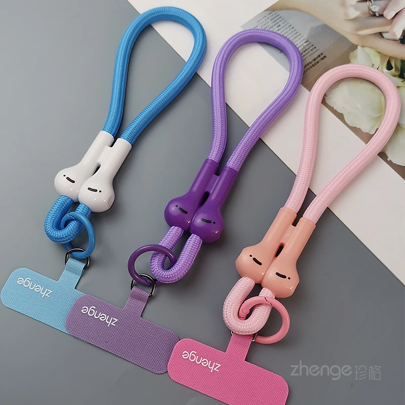 

Плетеный ремешок для телефона с пряжкой для наушников, стильный и регулируемый короткий браслет с защитой от потерь, ремешок с ремешком