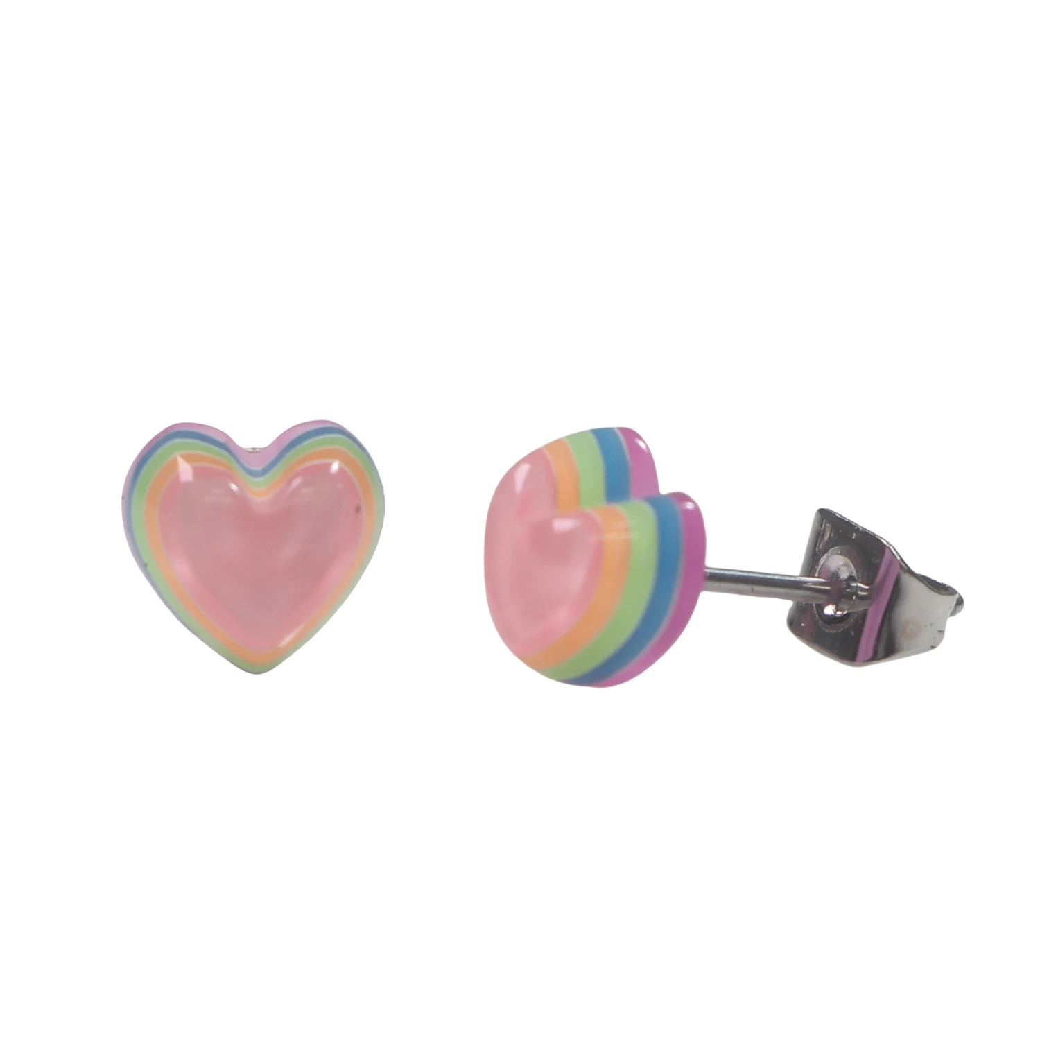 Cute Pink Heart Acrylic Stud Earrings Sweet Candy Color Dainty Jewelry Gift for Women Girls Kawaii Lovely Accessories