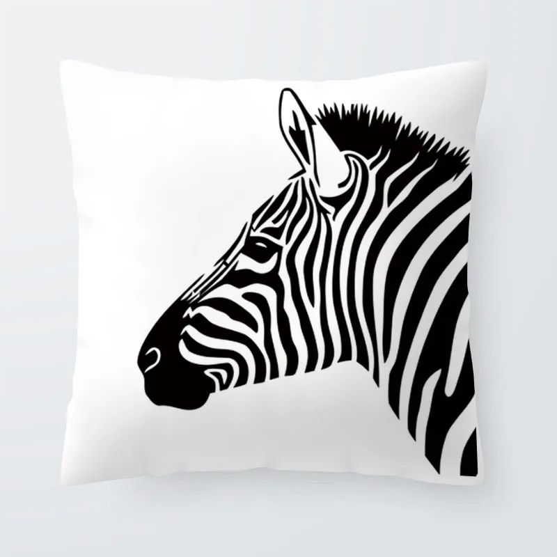 Nordic style natural party home accessories pillowcase animal zebra cushion black and white