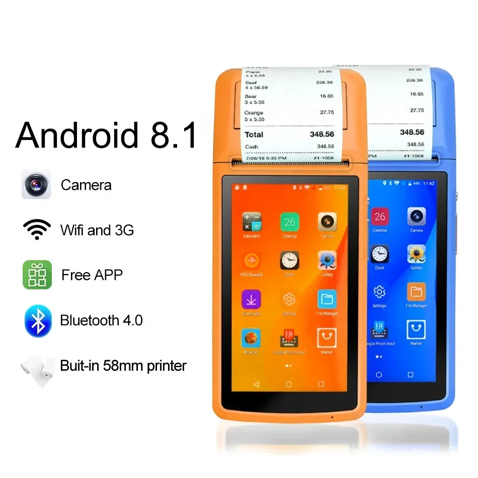 

2025/pda android avec lecteur code barres avec symbole портативный android pos терминал 58 мм принтер чеков мобильный pos машина
