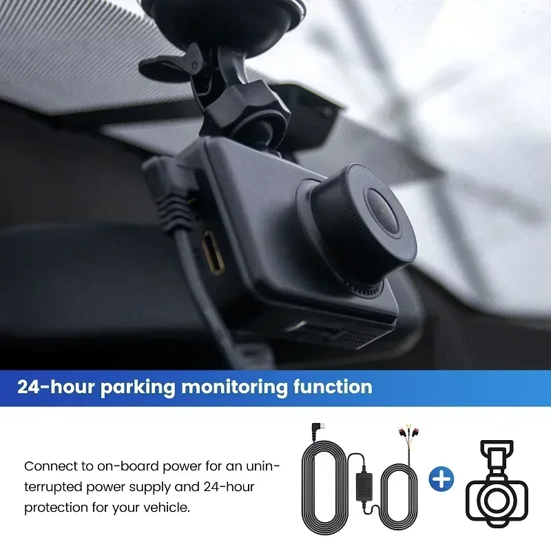 3A 3.5m Car Dash Cam Hardwire Kit - 12-24V Step-Down Cable for Mini/Micro/Type-C USB Dashcam Charger