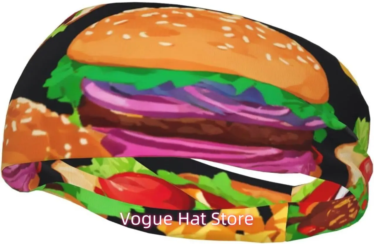 

Food Pattern Funny Headbands for Men Women Running Headbands Moisture Wicking Workout Sweatband Sports Headband for Cycling Bask