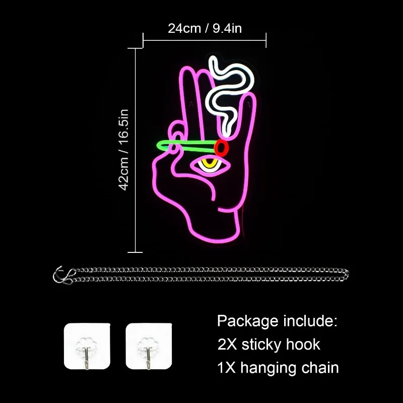 Gesture Neon Signs USB Hand Neon Light Signs Bar Light Up Signs for Bedroom Living Room Office Restaurant Home Party Game Room