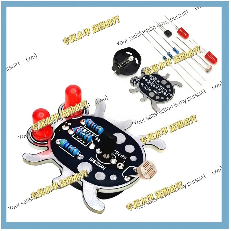 3pcs DlY Electronic Beetle Eye Kit, Photosensitive LED Light, Soldering, Assembly