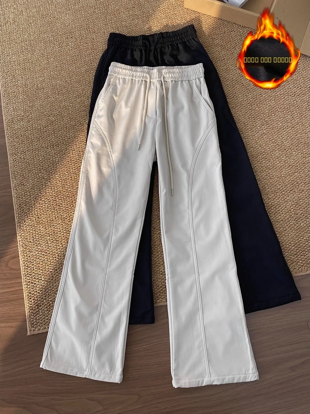 

Men's Winter Fce Lined Straight Leg Casual Trousers Outdoor Sport Pants Breathable Waterproof Tee-Proof Workwear Jeans