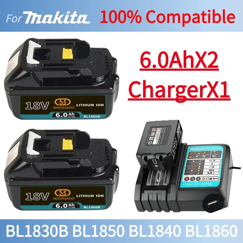 

Original for Makita 18V 6.0Ah for Makita 18V Battery BL1830B BL1850B BL1850 BL1840 BL1860 BL1815 Replacement Lithium Battery