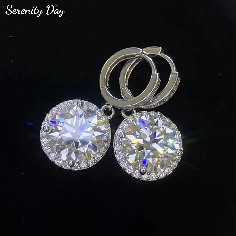 

Женские серьги Serenity 1ct 2ct 3ct 5ct с муассанитом, круглые серьги-капли из 100% стерлингового серебра S925 с покрытием 18k, ювелирные изделия GRA