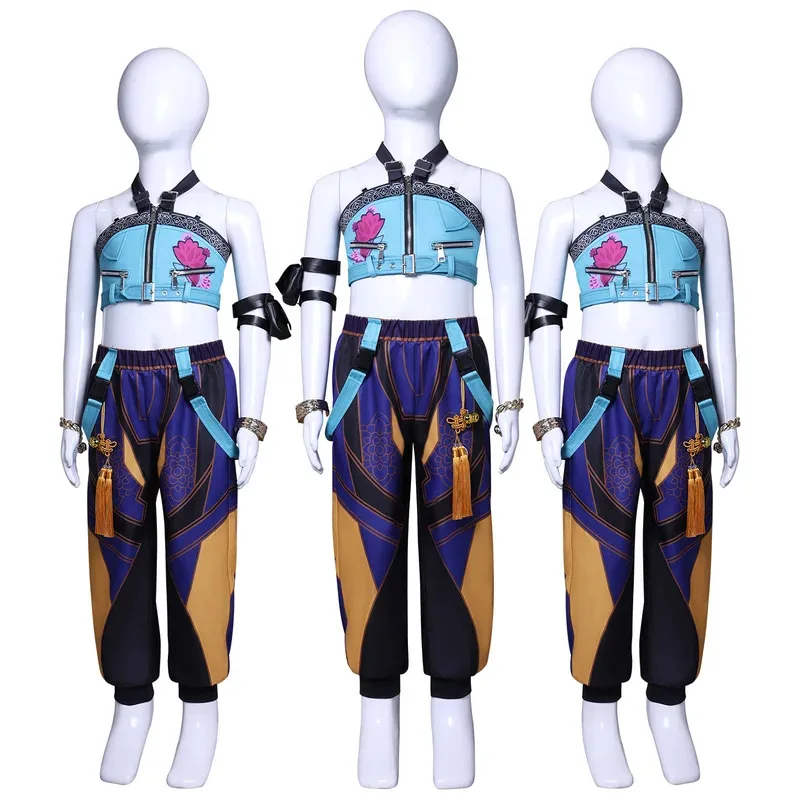 

Anime Kpop Demon Slayer Children Rumi Zoey Mira Cosplay Costume Huntrix Uniform Outfit for Girls Boys Halloween Role Play