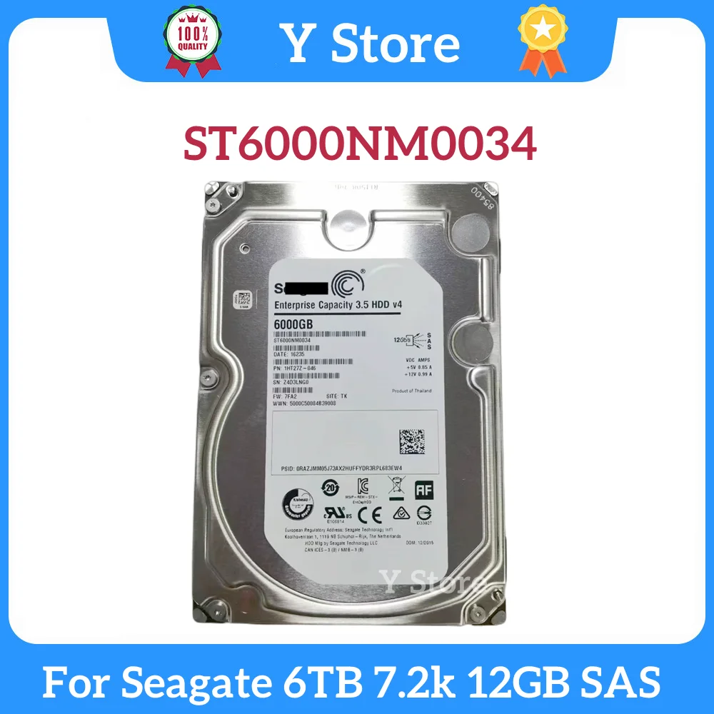 

Y Store For Seagate ST6000NM0034 6000GB 6TB 3.5-inch 7.2k 12GB SAS Server Hard Disk Fast Ship