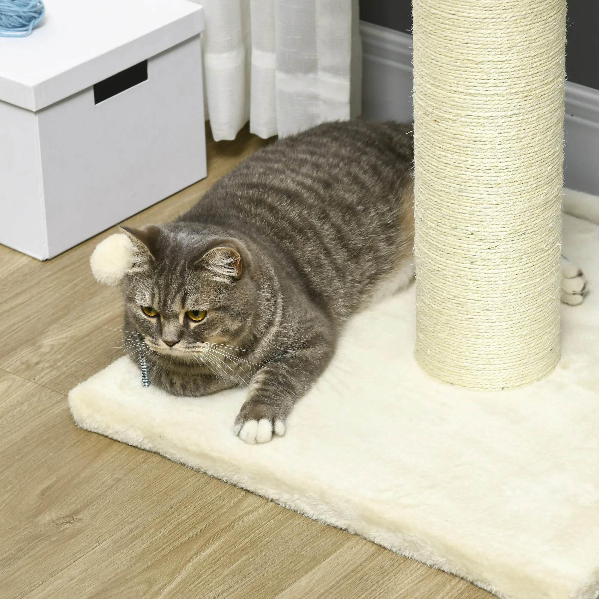 PawHut Cat Tree for Indoor Cats Kitten Tower w/ Sisal Scratching Post - Cream