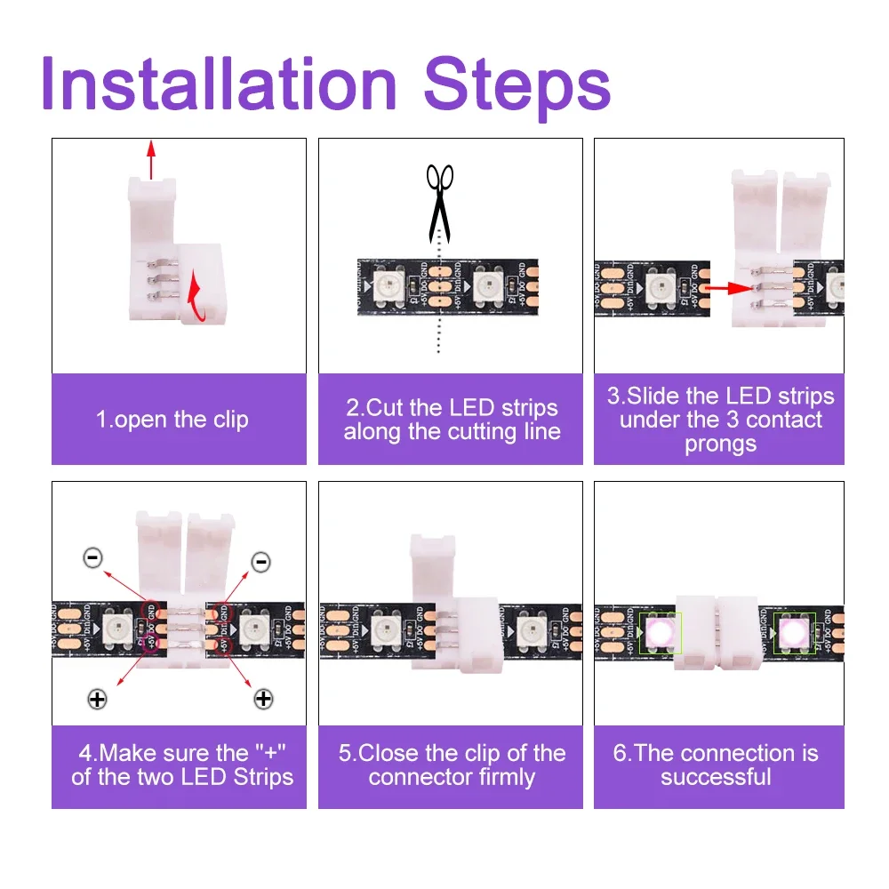 LED Strip Solderless Led Connector 2/3/4/5 PINs L T X Shape Corner Connector For 8/10/12mm 5050 2835 RGB RGBW Led Strip Light