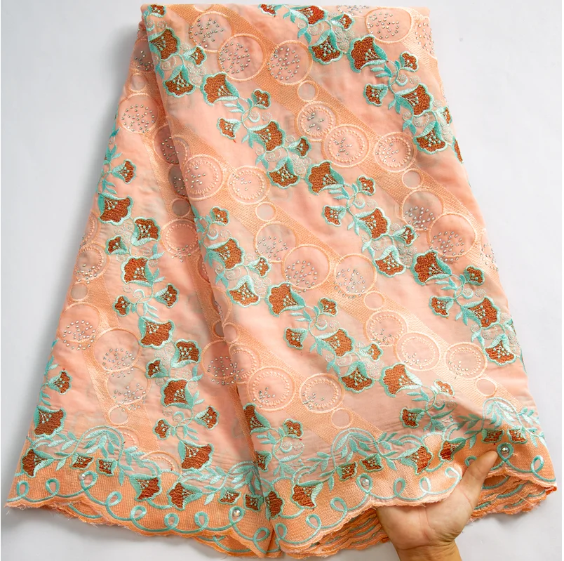 أحدث النيجيري نسيج القطن الدانتيل 5 ياردة 2025 هايت الجودة السويسري الفوال الأحجار أقمشة الدانتيل للنساء فستان حفلة عيد ميلاد