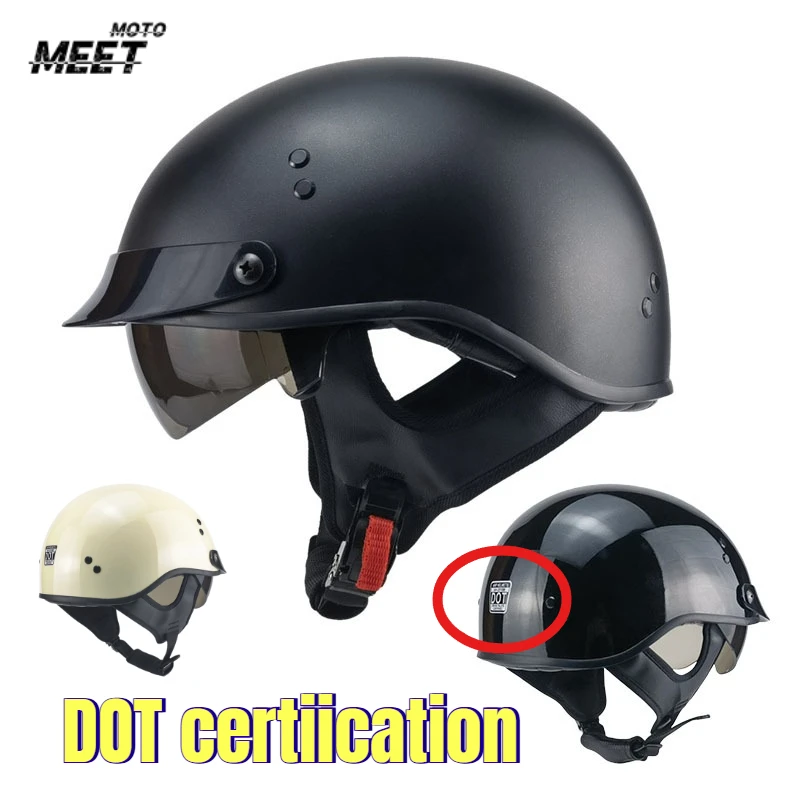 

Moto Half Helmet Motorcycle Summer Retro Street Moto Helmet Riding Protective Casco Moto Helmet Racing Cycling Shell Safty Cap