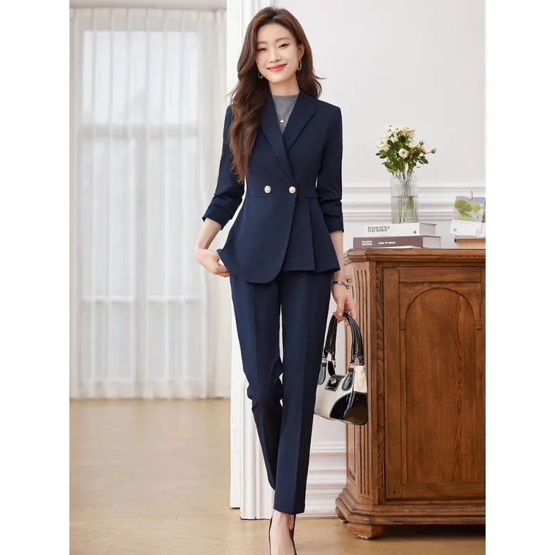 Elegante Frauen Hose Anzug Büro Damen Arbeit tragen formelle Jacke Hose weibliche Business Blazer 2 Stück Set Mantel