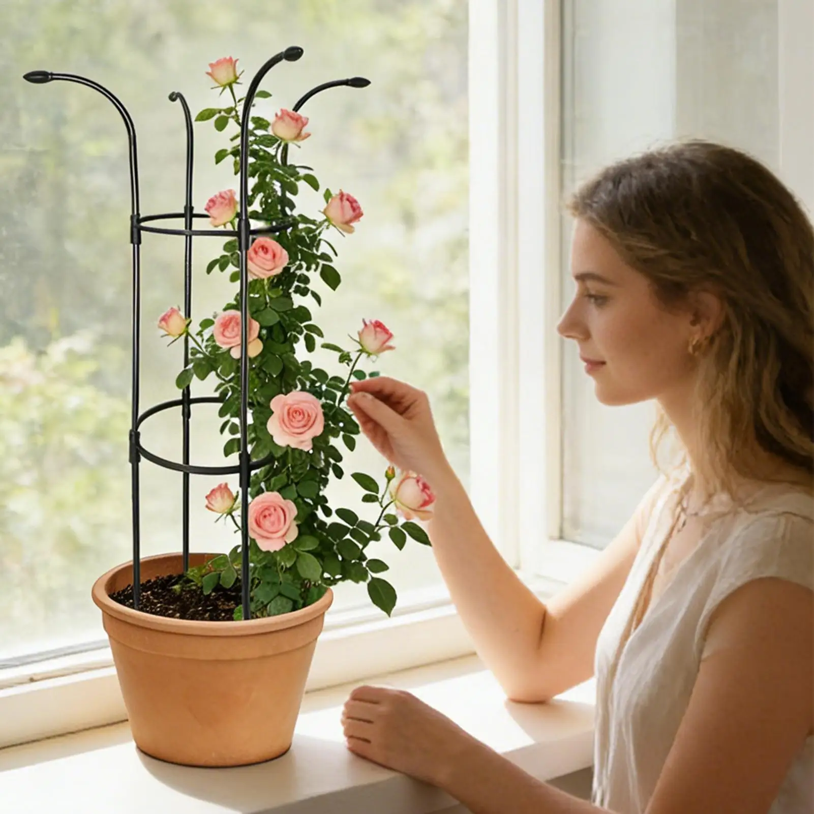 Umbrella Trellis Decorative Vertical Rustproof Stable Umbrella Trellis Tower Frame For Vine Rose Clematis Vegetable Dragon Fruit