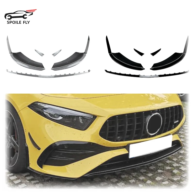 2023 To Up For Mercedes Benz A Class W177 A180 A200 A35 AMG Sport Front Bumper Lip Splitter Side Spoiler Air Vent ABS Body Kit