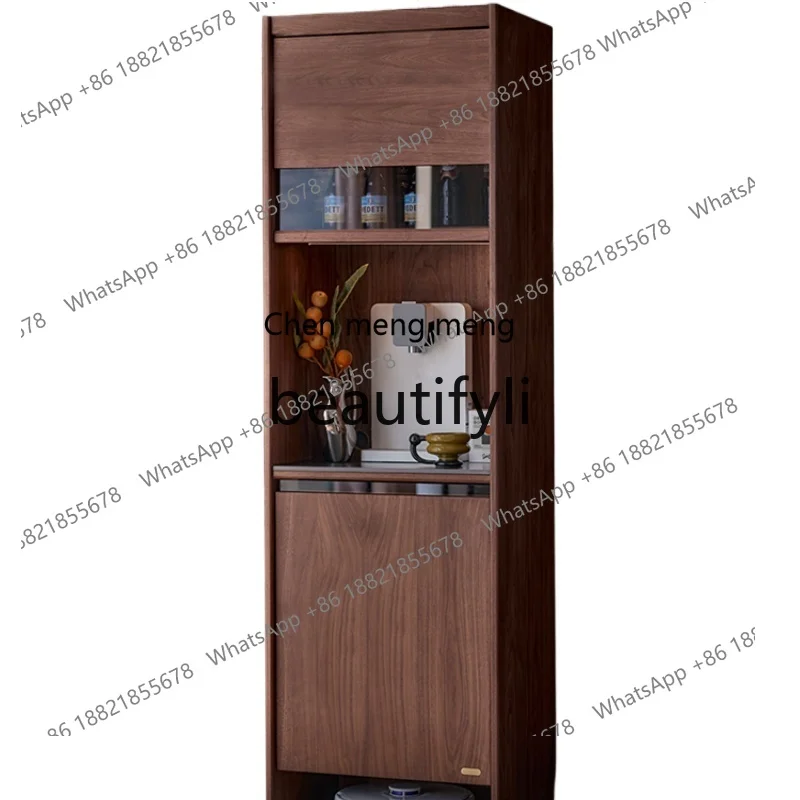 

Coffee cabinet, corner cabinet small apartment black walnut wine cabinet sweeper cabinet H