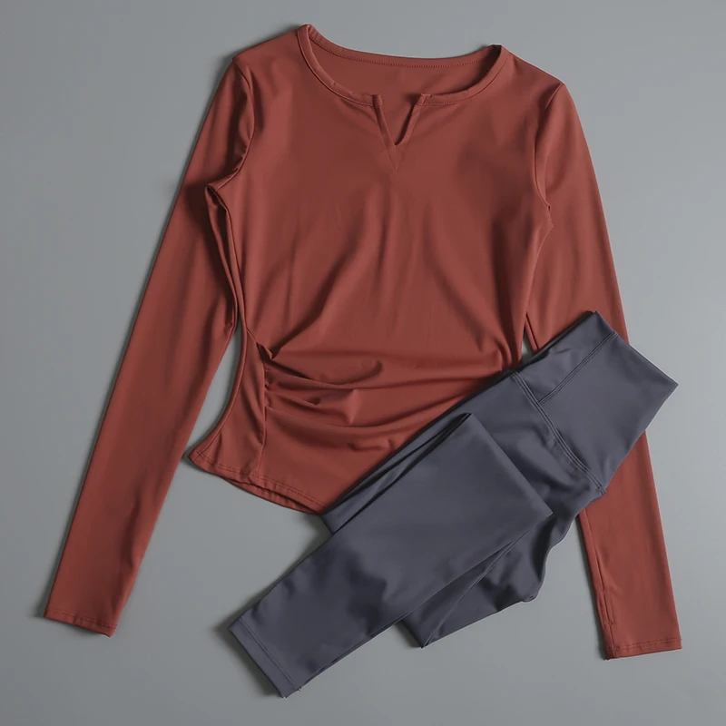 بدلات اللياقة البدنية للسيدات لربيع وصيف جديد بقصة ضيقة وأكمام طويلة وتدريبات الركض الصباحية الاحترافية الراقية