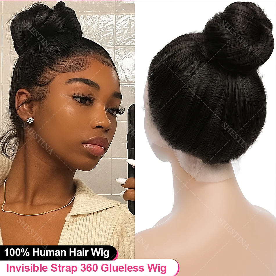 接着剤不要のボーンストレート360フルhdレースフロントウィッグ人毛プレプラッキングブラジリアン13x4レースフロント人毛ウィッグ女性用