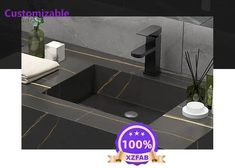 Factory Direct 2026 Rock slab bathroom cabinet light luxury wall-mounted smart mirror washbasin cabinet combination washbasin