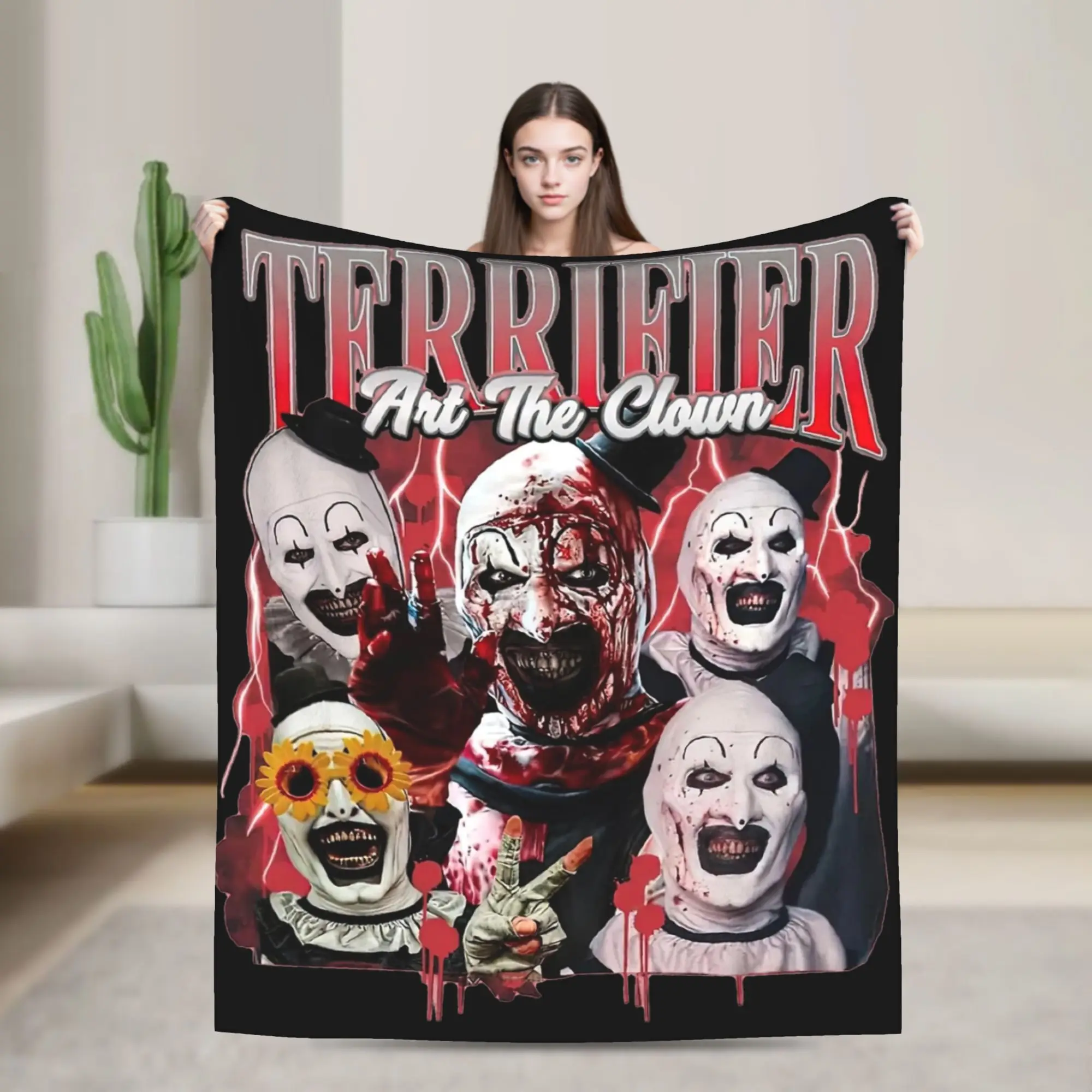 Terrifier Art The Clown Blanket Flannel Spring/Autumn  Multi-function Ultra-Soft Throw Blanket for Home Office Bedding Throws