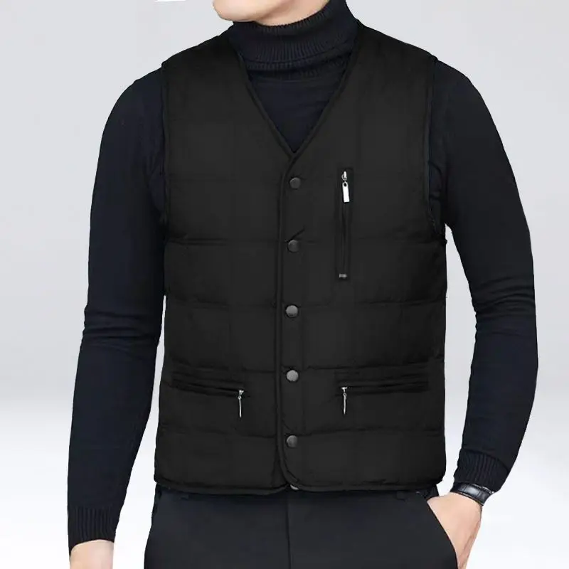 Autumn Winter Down Cotton Vest Men's Plus Velvet Thickened Warm Winter Casual Jacket
