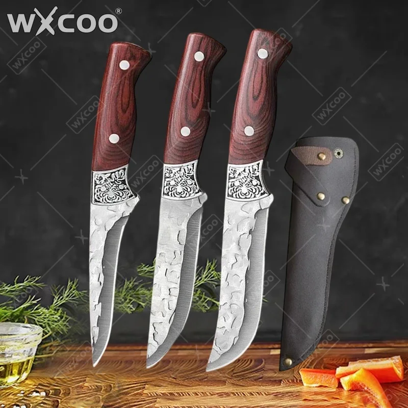 WXCOO Hand Forged Professional Meat Cleaver Chef Kitchen Knife Set Butcher Knife Multifunctional Boning Kitchen Supplies 1~3pcs
