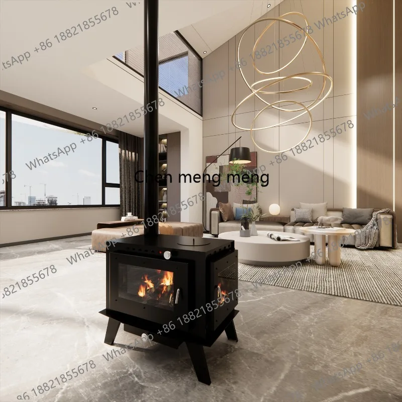 

Double-sided fire viewing with oven fireplace Wood burning real fire installation European style wood burning fireplace