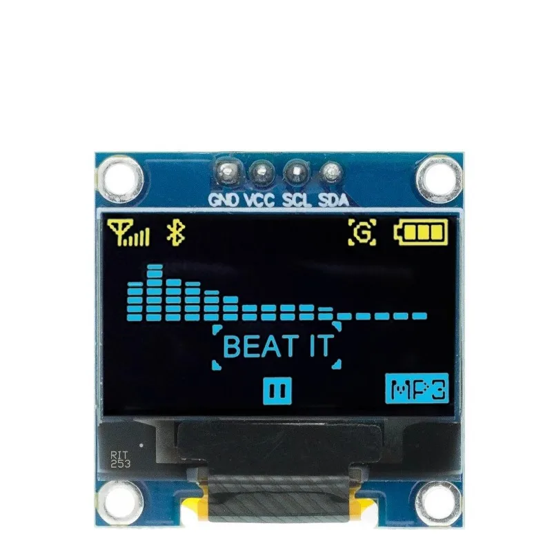Modulo display SmallOLED per comunicazione IIC bicolore blu bianco giallo e blu da 0,96 pollici 51 Microcomputer a chip singolo