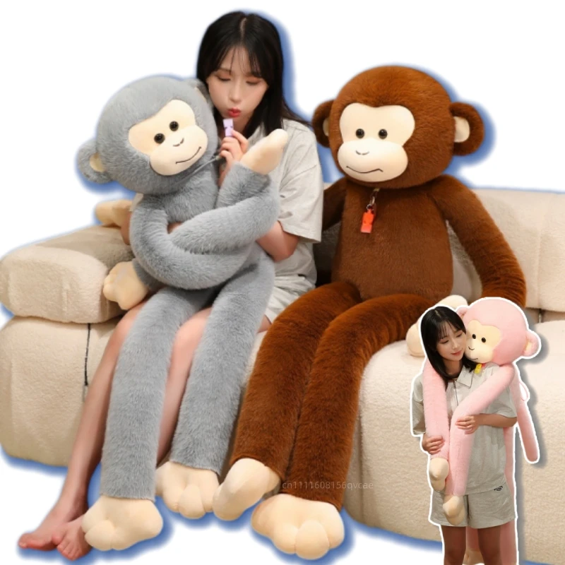 80-140cm Kawaii Long Arms Monkey Plush Doll Pillow Giant Gibbon Gorilla Stuffed Animal Toy Home Decor Sleep Gift For Girlfriend