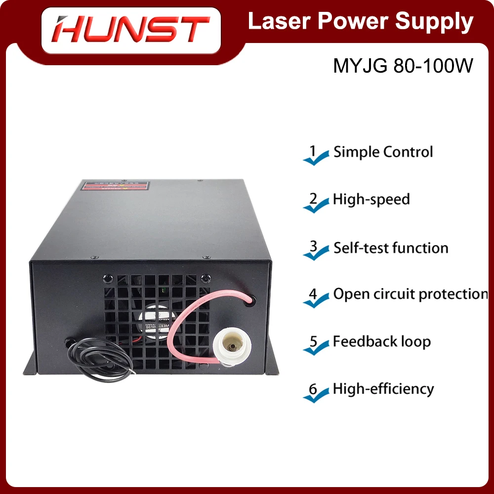 Imagem -05 - Hunst Co2 Laser Power Supply Myjg100w For 80w-100w Laser Cutting And Engraving Machine