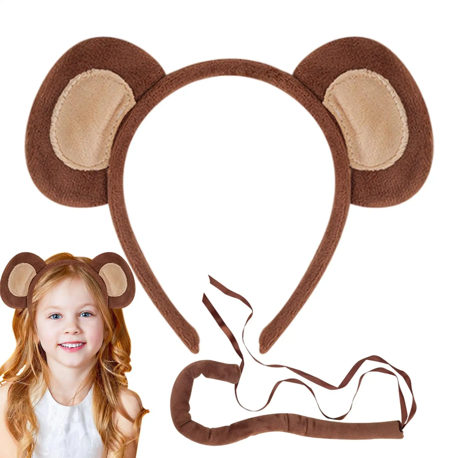 Monkey Ears and Tail Funny Comfortable Animal Cosplay Costume Halloween Animal Ears Cosplay Costume for children performance