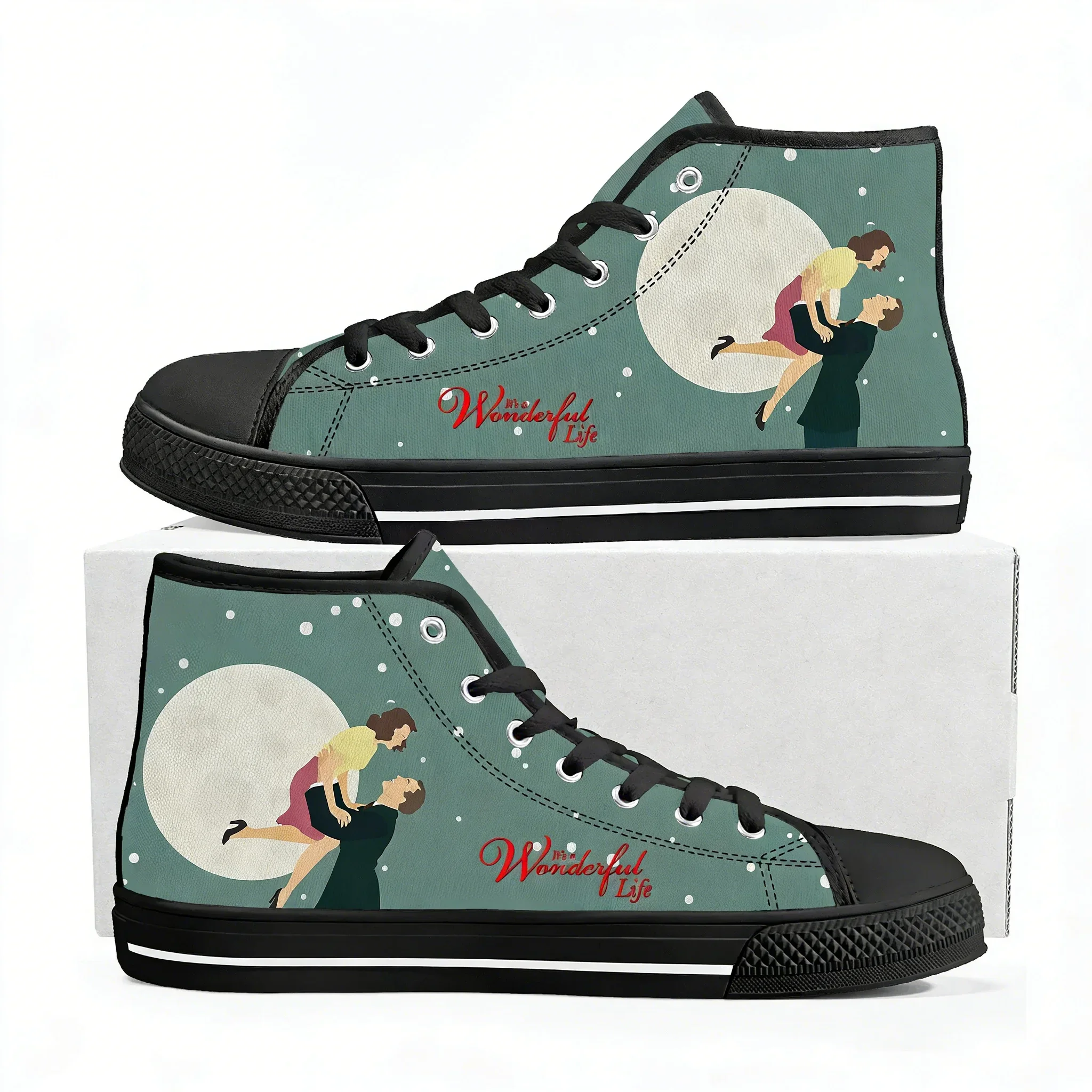 

Кеды на высокой подошве «It's a Wonderful Life» для мужчин, женщин и подростков, высококачественные трендовые повседневные кеды из канваса, парные, с возможностью индивидуального дизайна