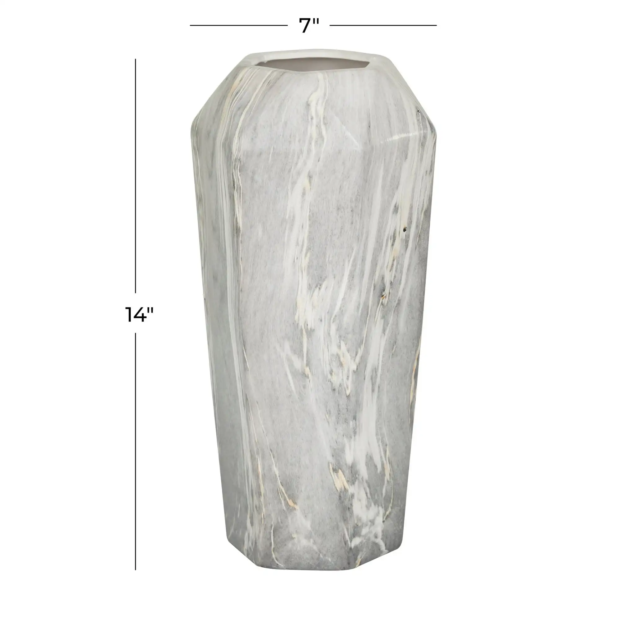 DecMode 14" Kunstmarmor-Vase aus schwarzer Keramik