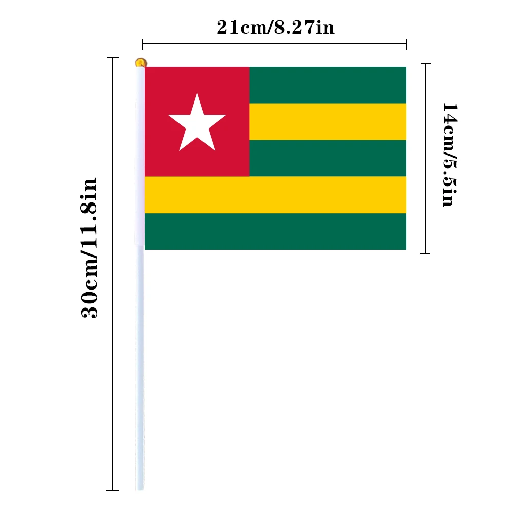 CYPOMELO Flag  Togo national flag  14 * 21cm  Togo national flag small holding waving flag indoor and outdoor home decoration