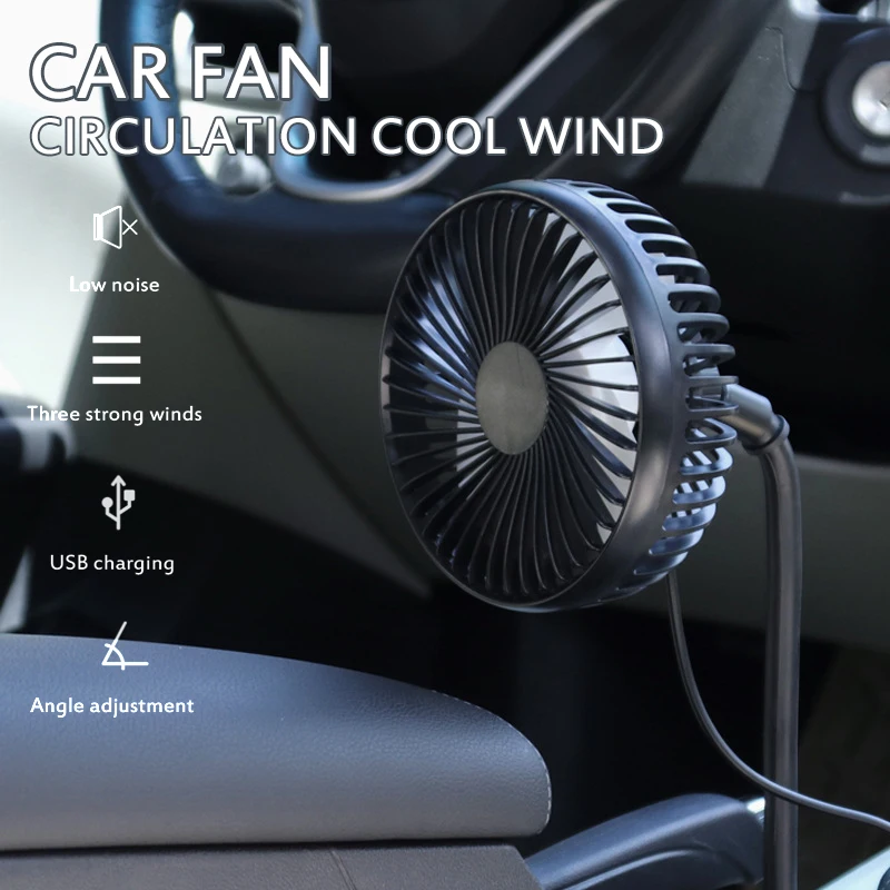 2/5PCS 24V Universal Car Fan Air Cooling Adjustable Cup Holder Fan 3 Speed Control USB Fan Summer Cooler Air Fan Car Accessories