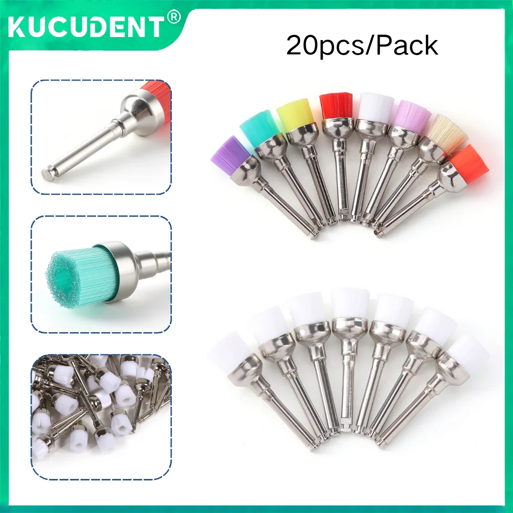 

20 шт./пакет, одноразовая щетка для полировки зубов, нейлоновая щетина/плоская головка, профилактические щетки для отбеливания зубов, подходят для углового аппарата