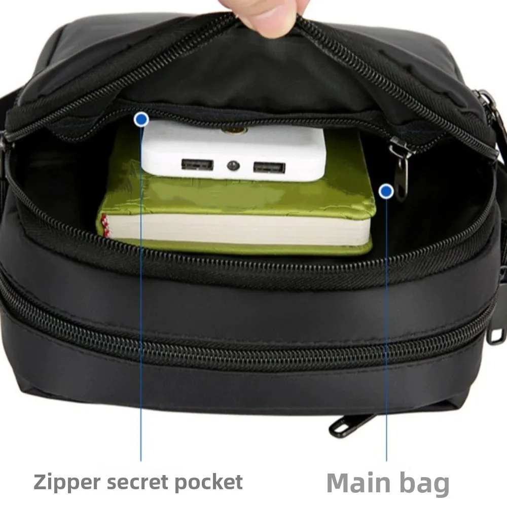 

Solid Color Men Crossbody Bag Lightweight Large Capacity Business Shoulder Bag Multi-function Waterproof Small Square Bag Travel