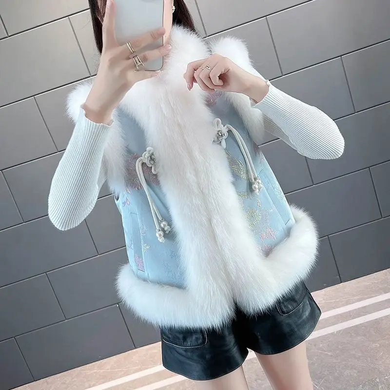 2024 chinese improved hanfu vest coat autumn and winter vest women chinese national style vest young fashion vest jacket vest