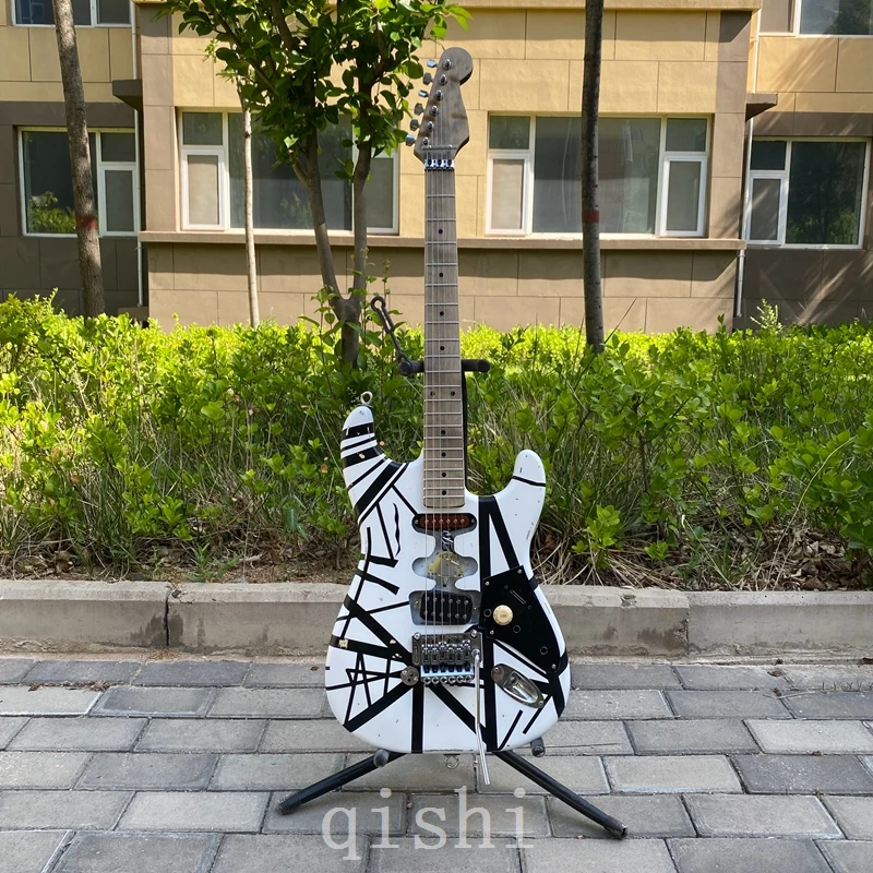 

in stock High-Quality eddie Edward Van Halen guitar 5150 white and black color real reflector