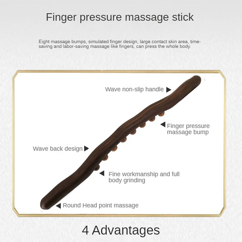 1 Pc 8 Beads Guasha Scraping Stick Handheld Massage Stick 52CM For Neck And Back Pain Stomach Body Shaping Anticellulite Leg