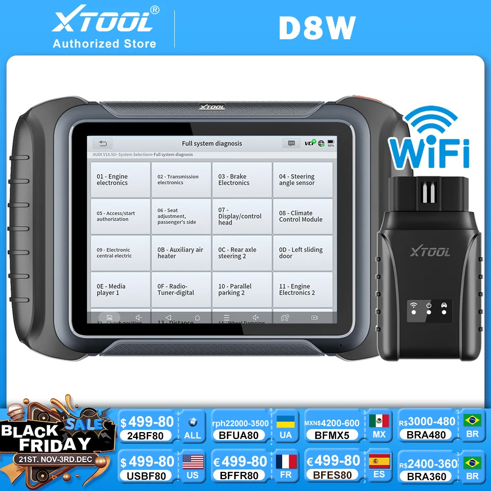 XTOOL D8W WIFI D8BT Bluetooth Bi-Directional Scan Tool ECU Coding All Car Diagnostic Tools CAN FD DOIP Topology Map 38+ Services