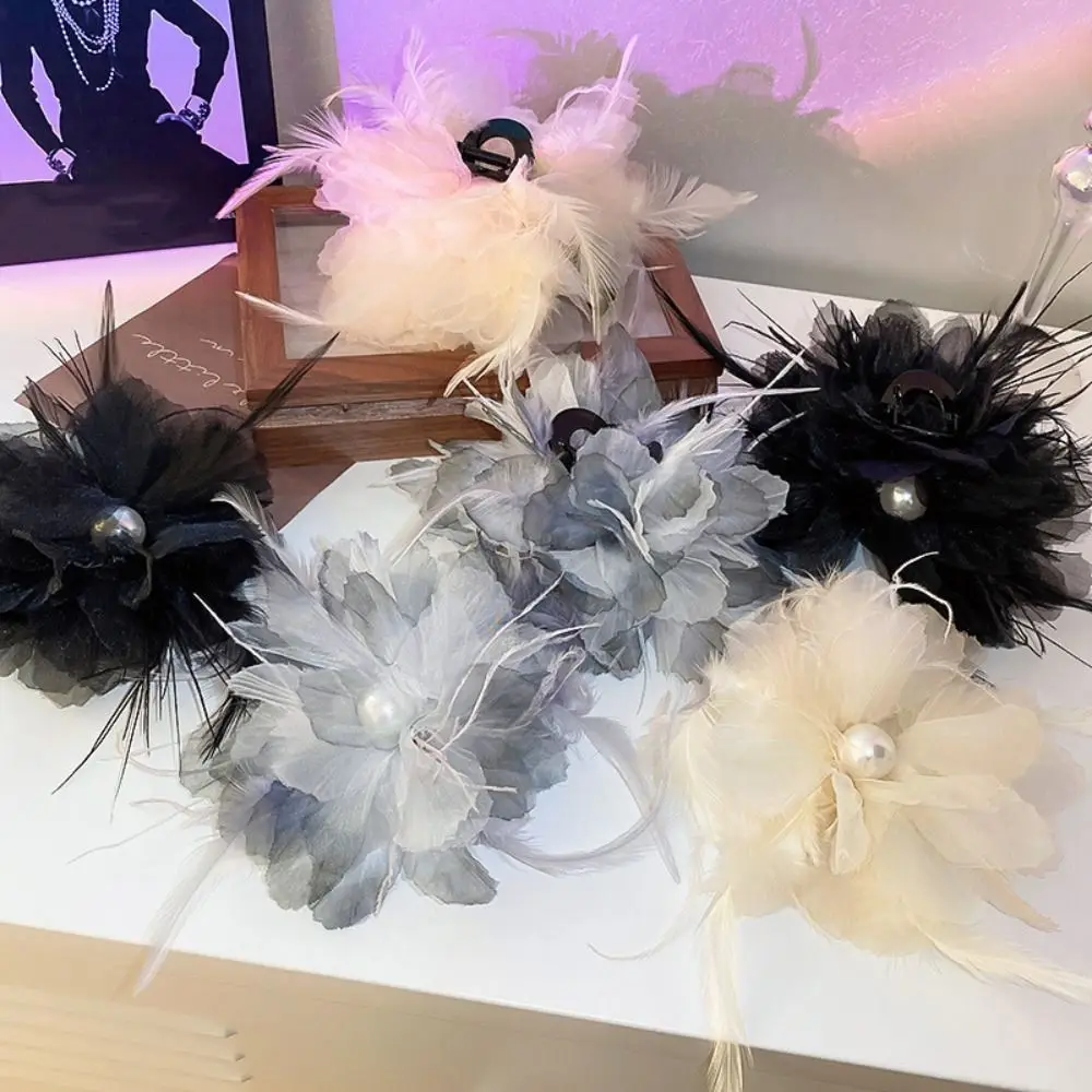 Clip per copricapo femminile piuma perla maglia stile coreano Clip a molla fermagli per capelli donna accessori per capelli artiglio per capelli fiore