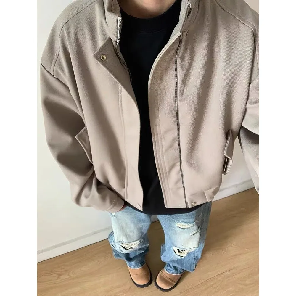 

Loose Fit ort Korean Sle Flight Jaet for Men Autumn Winter Large Size 3kg CleanFit Outerwear Trendy Polyester Fiber