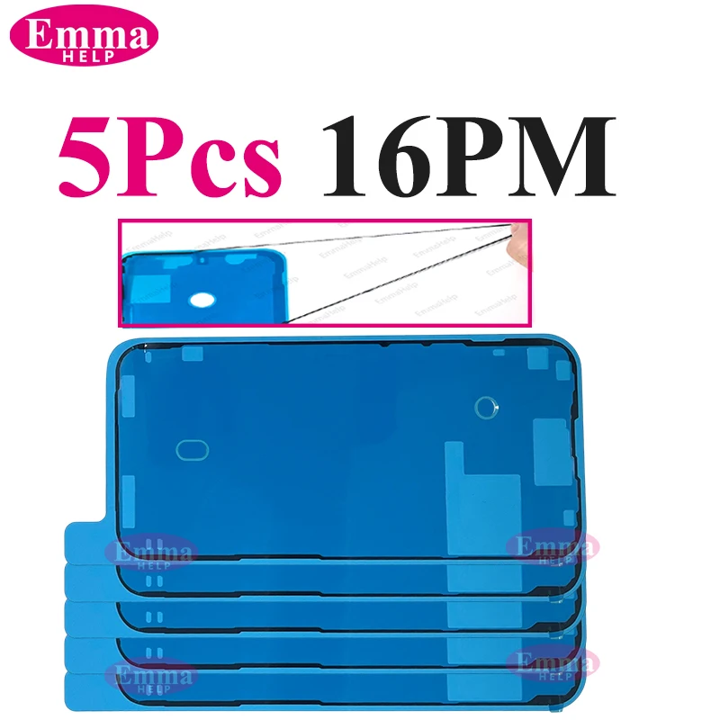 5 piezas sticker impermeable para iPhone 16 15 14 13 12 11 Pro Max XR XS 8 7 Plus, adhesivo de sellado 3M, cinta precortada para marco de pantalla LCD, pegamento 2